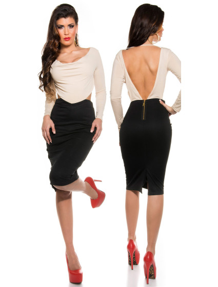 Sexy KouCla Shift Dress with Cowl Neck/Backless