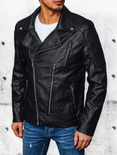 Pánska kožená bunda čierna FashionStreet TX4384