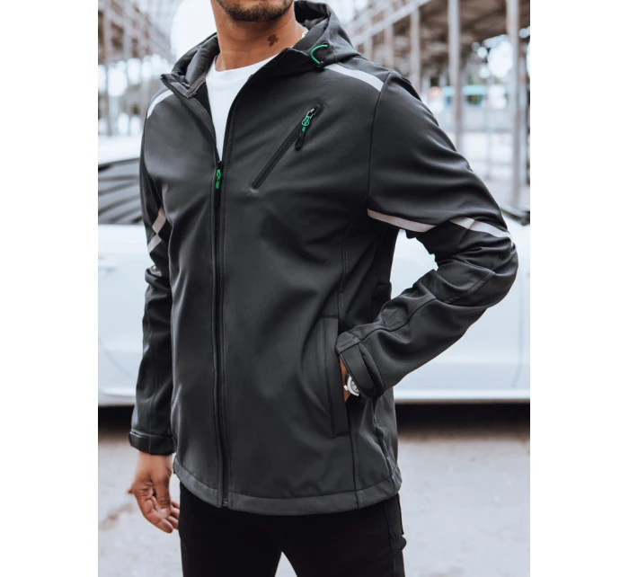 Pánska softshellová bunda s kapucňou tmavosivá FashionStreet TX4481 Pánska softshellová bunda s kapucňou tmavosivá FashionStreet TX4481