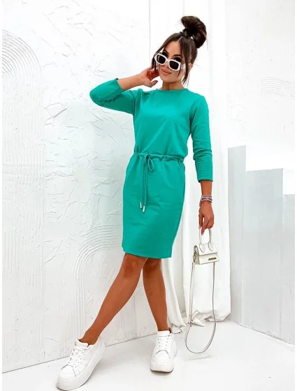 Dámské úpletové šaty v tyrkysové barvě model 19764055 - Moon Dámské úpletové šaty v tyrkysové barvě model 19764055 - Moon