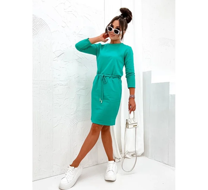 Dámské úpletové šaty v tyrkysové barvě model 19764055 - Moon Dámské úpletové šaty v tyrkysové barvě model 19764055 - Moon