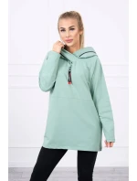 Tmavo mätová tunika na zips s kapucňou Oversize Tmavo mätová tunika na zips s kapucňou Oversize