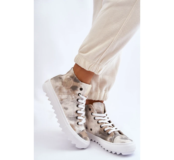 Dámské tenisky High Big Star model 21608921 Bílá a zelená - Big Star Shoes Dámské tenisky High Big Star model 21608921 Bílá a zelená - Big Star Shoes