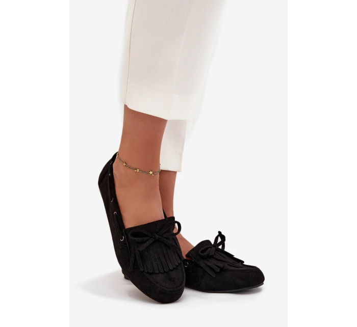 Dámské s třásněmi a mašlí černé model 21709117 - Boto