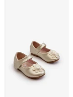 Detské balerínky so zapínaním na suchý zips a zlatým servítkovým zdobením Detské balerínky so zapínaním na suchý zips a zlatým servítkovým zdobením