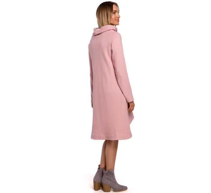 Dámské šaty s asymetrickým lemem model 20609393 pudrově růžové - Moe Dámské šaty s asymetrickým lemem model 20609393 pudrově růžové - Moe