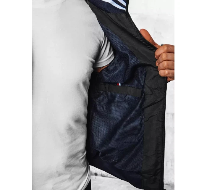 Pánska prechodná bunda s kapucňou čierna FashionStreet TX4378