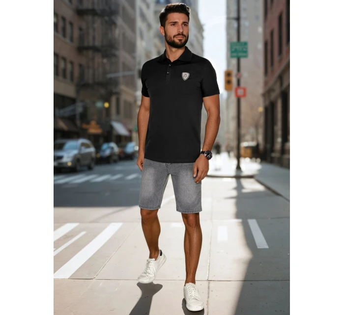 Pánská polokošile s nášivkou černá Dstreet model 21988761 - FashionStreet