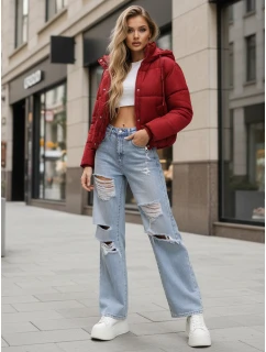 Dámská krátká zimní prošívaná bunda bordó Dstreet model 21994191 - FashionStreet