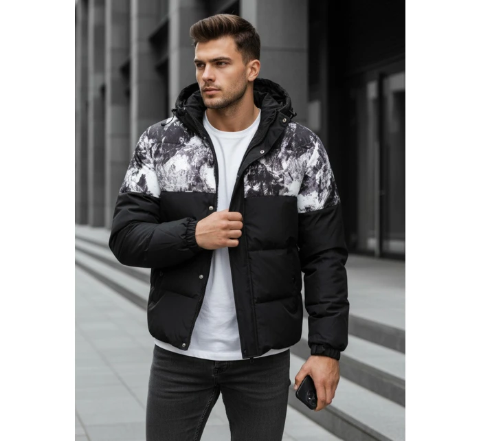 Pánska zimná bunda s kapucňou čierna FashionStreet TX5132