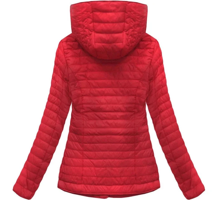 Červená bunda s asymetrickým zipsom (DL015)