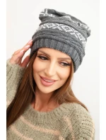 Dámska zimná čiapka so vzorom a vlnou K425 graphite Dámska zimná čiapka so vzorom a vlnou K425 graphite