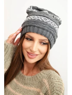 Dámska zimná čiapka so vzorom a vlnou K425 graphite