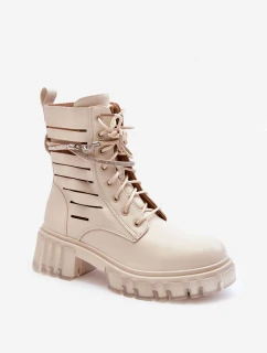 Módní pracovní boty s ozdobným páskou Bežové model 21629213 - Boto