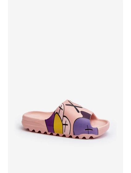 Gumowe Klapki Z Nadrukiem Różowe Monsters