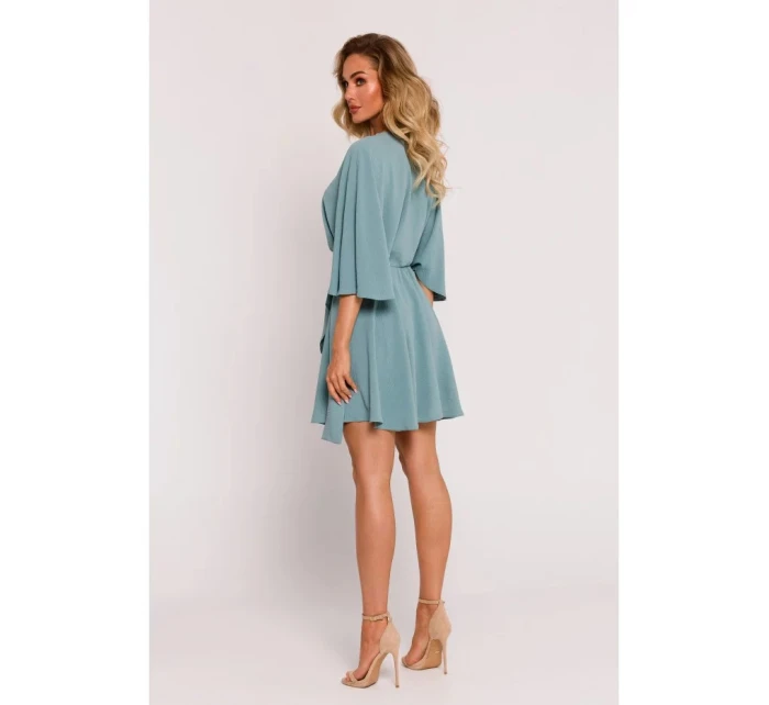 Roztiahnuté mini šaty M785 khaki - Moe