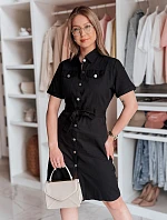 LOVE ME MIDI midi košeľové šaty čierne FashionStreet EY2596