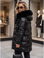 Dámska zimná prešívaná bunda s kapucňou, čierna, FashionStreet TY5755 Dámska zimná prešívaná bunda s kapucňou, čierna, FashionStreet TY5755
