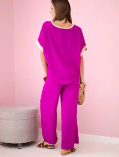 Viskózová súprava so zlatým lemovaním tmavo fialová