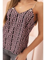 Dámská tílko s řetízkem a geometrickým vzorem tmavě růžová Dámská tílko s řetízkem a geometrickým vzorem tmavě růžová