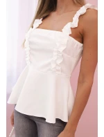 Dámská bavlněná blůza s výstřihem do V a potiskem bílá Dámská bavlněná blůza s výstřihem do V a potiskem bílá