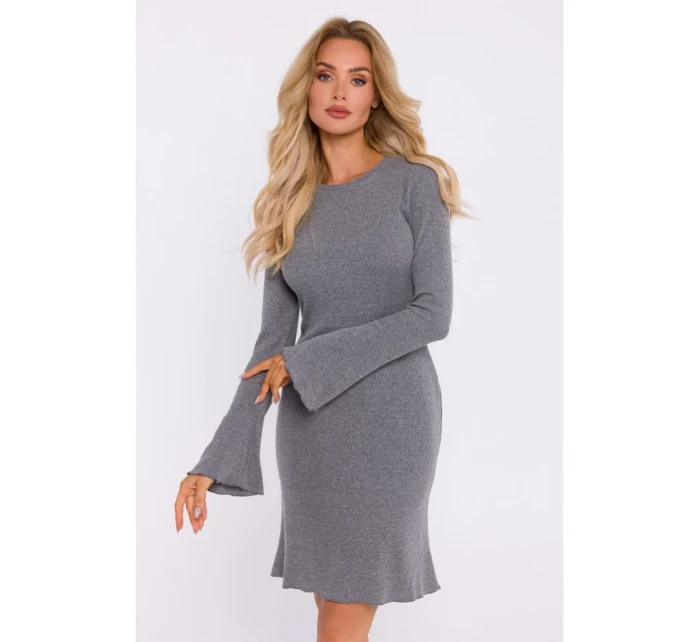 M821 Pletené šaty so širokými rukávmi - sivé M821 Pletené šaty so širokými rukávmi - sivé
