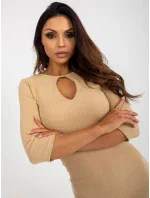 Dámske šaty HS 20 250.23P béžové - FPrice Dámske šaty HS 20 250.23P béžové - FPrice