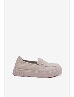 Dámske kožené poltopánky 93218 beige - Vinceza
