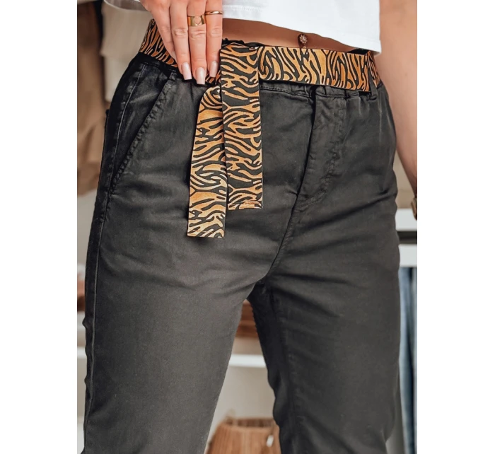 Dámské kalhoty s páskem černé model 21987165 - Dstreet