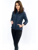 Tmavo modrá prešívaná bunda s kapucňou (B1078-30)