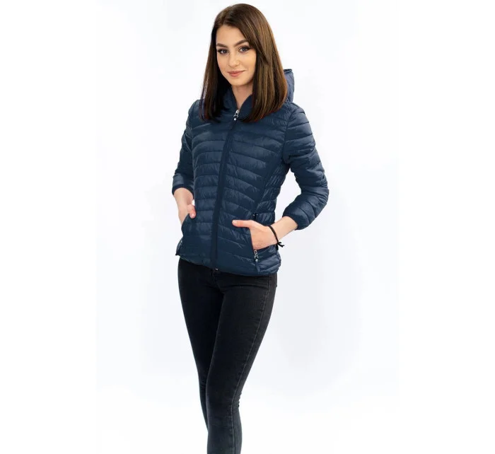 Tmavo modrá prešívaná bunda s kapucňou (B1078-30)
