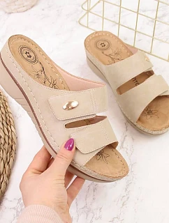 Žabky na suchý zips eVento W EVE224B beige