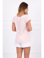 Blúzka s potlačou pier, púdrovo ružová