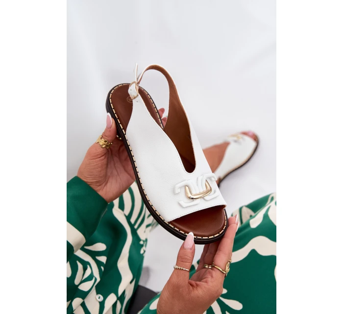 Sandály Na Ploché Podpatky S Dekorací Eko Kůže Bílé model 21685882 - Boto Sandály Na Ploché Podpatky S Dekorací Eko Kůže Bílé model 21685882 - Boto