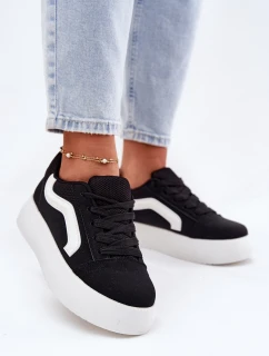 Sneakersy Damskie Na Platformie Czarne Tellnira