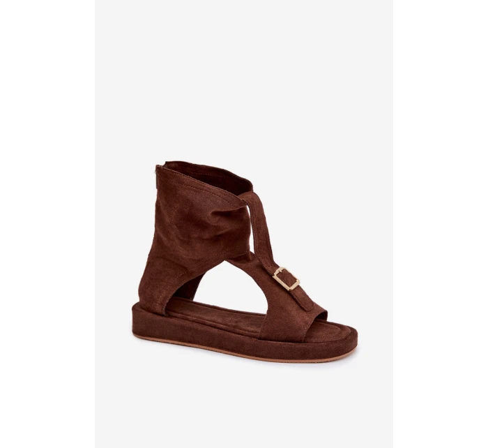 Dámské sandály s páskem čokoládové Coralya