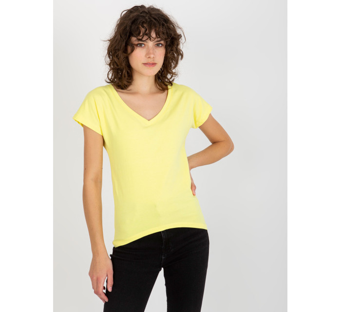 Svetložlté jednoduché bavlnené základné tričko