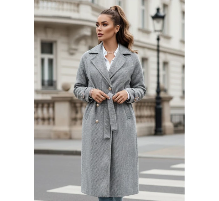 Dámsky oversize kabát CAMELLYN dlhý sivý FashionStreet NY0742