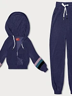 Dámska tepláková súprava s farebnými vložkami slivka (AMG-346A)