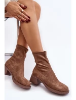 Botki Damskie Na Niskim Obcasie Brązowe Aphroteia