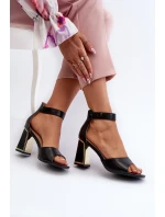 Elegantní černé dámské sandály na podpatku model 21657902 - EVENTO