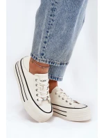 Dámské Kožené Tenisky Na Platformě model 21691395 Bílé - Goe