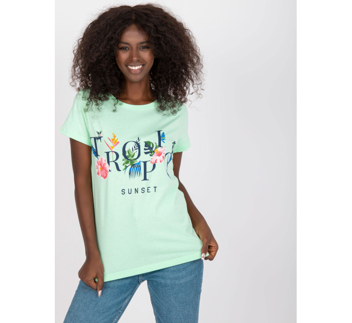 Svetlozelené dámske tričko s letnou potlačou