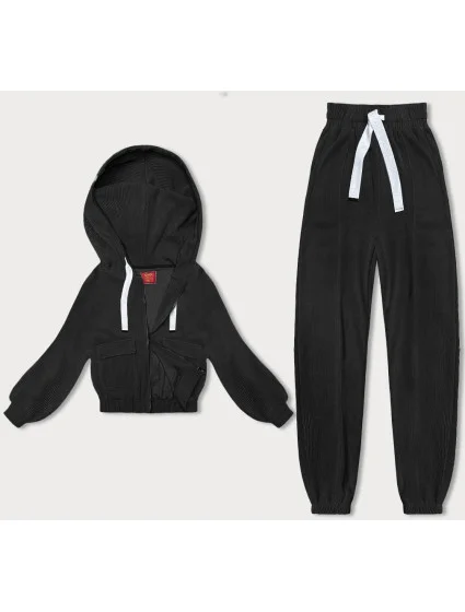 Čierny rebrovaný teplákový komplet (AMG-335A) Čierny rebrovaný teplákový komplet (AMG-335A)