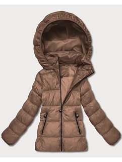 Dámska prešívaná zimná bunda do pása v ťavej farbe (T3-2656#-305)