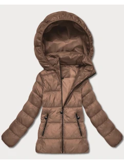 Dámska prešívaná zimná bunda do bokov camel (T3-2656#-305)