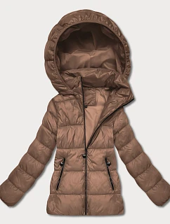 Dámska prešívaná zimná bunda do pása v ťavej farbe (T3-2656#-305)