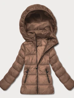 Dámska prešívaná zimná bunda do bokov camel (T3-2656#-305)