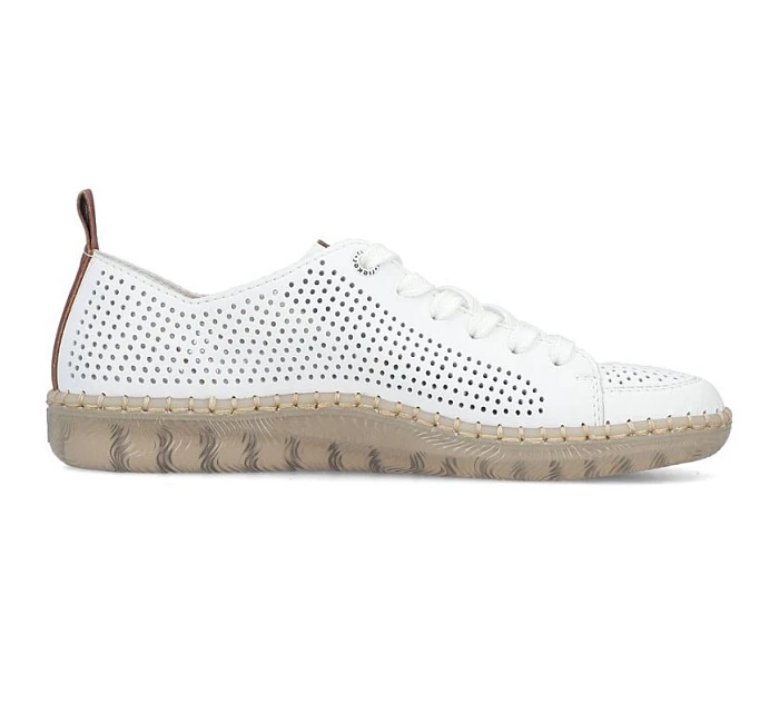 Dámske kožené ažurové biele poltopánky Rieker N2405-80