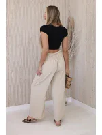 Kalhoty s širokým pasem beżowy Kalhoty s širokým pasem beżowy